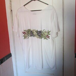 Crazy Shirts Hawaii White Cotton Tee T-Shirt Floral Leaf XXL